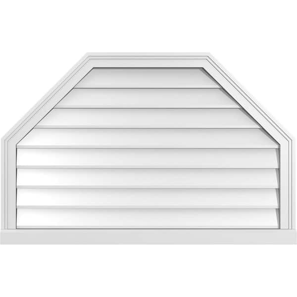 Ekena Millwork 40 in. x 26 in. Octagonal Top Surface Mount PVC Gable Vent: Decorative with Brickmould Sill Frame