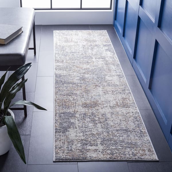 Shivan 2 ft. x 5 ft. Ivory/Gray Distressed Marle Runner Rug
