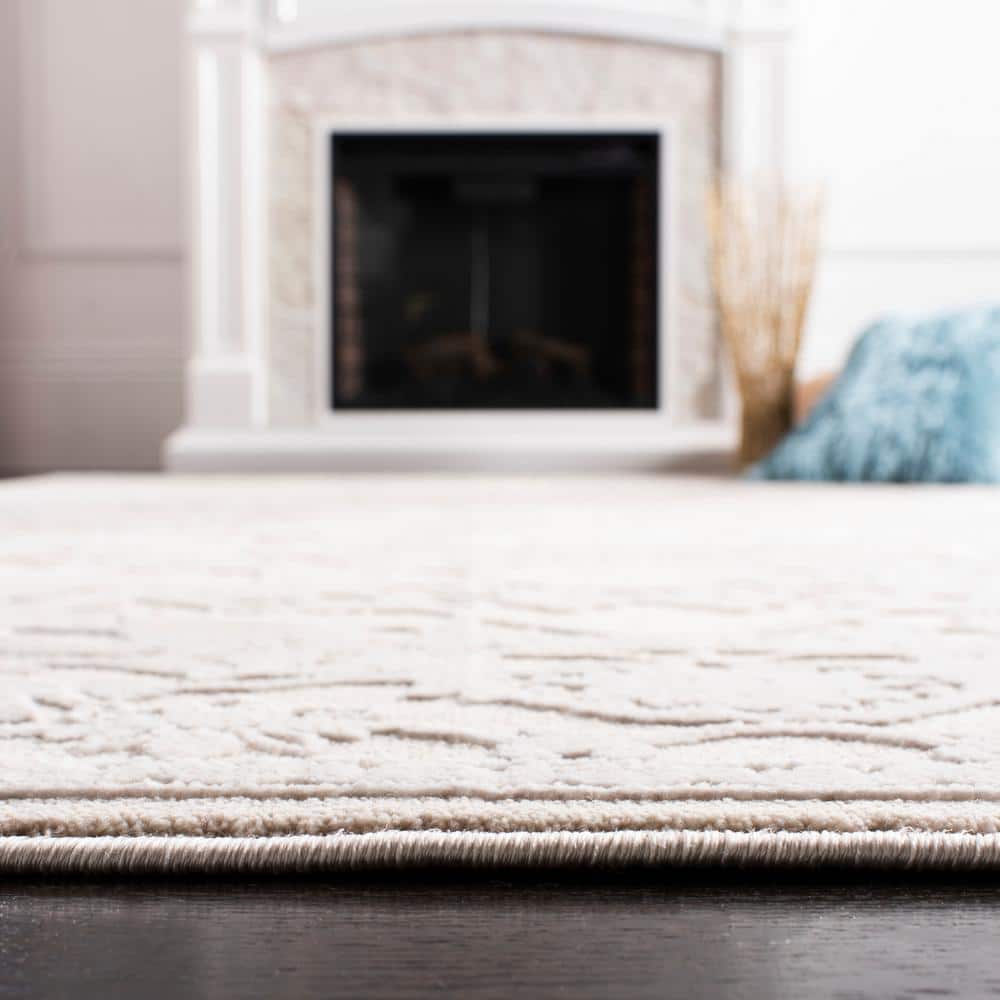 Cream/Ivory Floral Synthetic 8' x 10' Area Rug