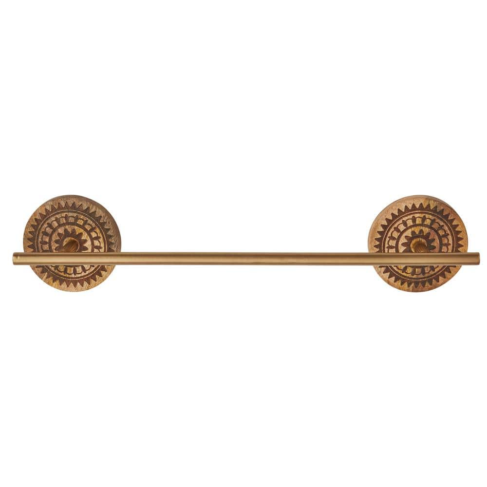 Split P Zuri Wall Mount Wood and Gold Finish Towel Bar 18 in. 8599