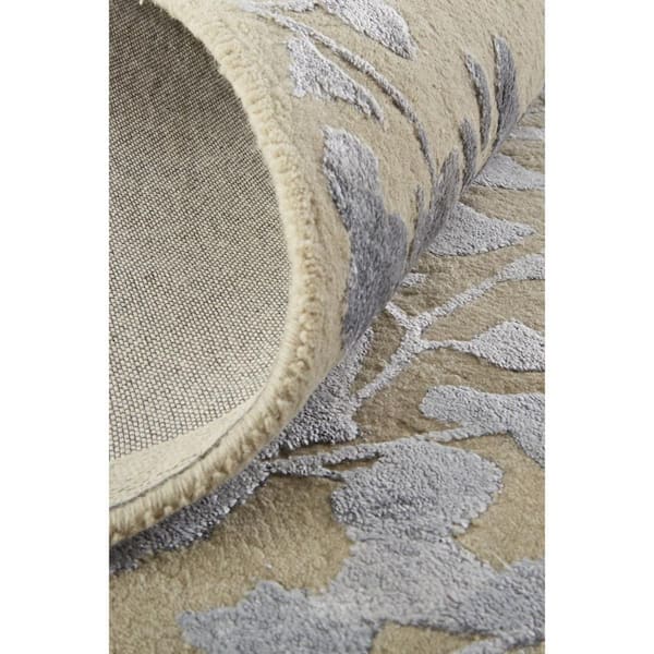 Tan, Gray Floral 2 ft. x 8 ft. Runner Rug