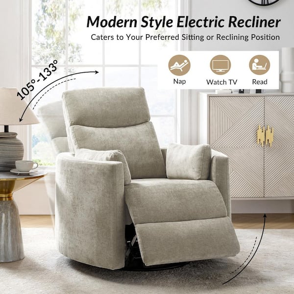 JAYDEN CREATION Flora Grey Contemporary Swivel Rocker Power
