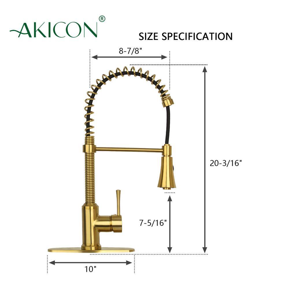 Brushed Gold Brass Pull Down Single Handle Kitchen Faucet