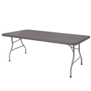 Baldwin Rectangle 72 in. Plastic Folding Banquet Table, Charcoal