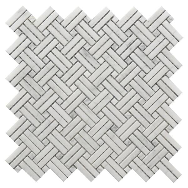 Roca Rockart Crossed Basket Weave Polished 12 in. x 12 in. Natural Stone Mosaic Tile (11.3074 sq. ft./Case)