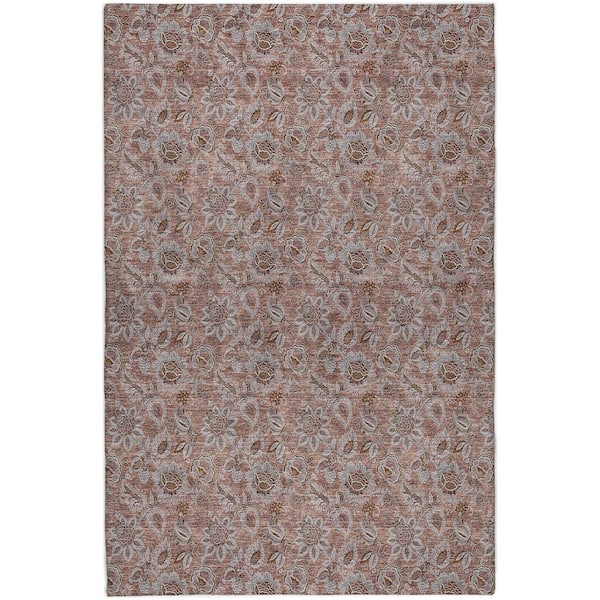 Dream Shag Premium Machine Washable Abstract ADS661 Copper 8 ft. x 10 ft. Area Rug