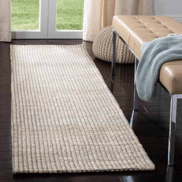 Marbella Ivory 2 ft. x 6 ft. Striped Solid Color Runner Rug