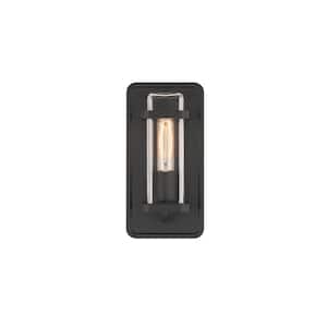 Pearl Street 6 in. 1-Light Black Modern Outdoor Hardwired Wall Lantern with No Bulbs Included