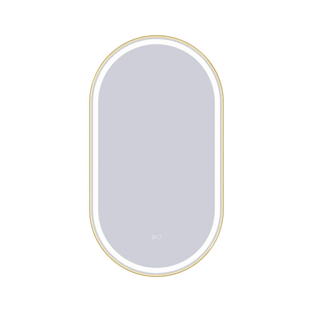 20 in. W x 36 in. H Oval Aluminum Framed Dimmable LED Wall Bathroom Vanity Mirror in Brushed Gold price history on PriceWatchPro