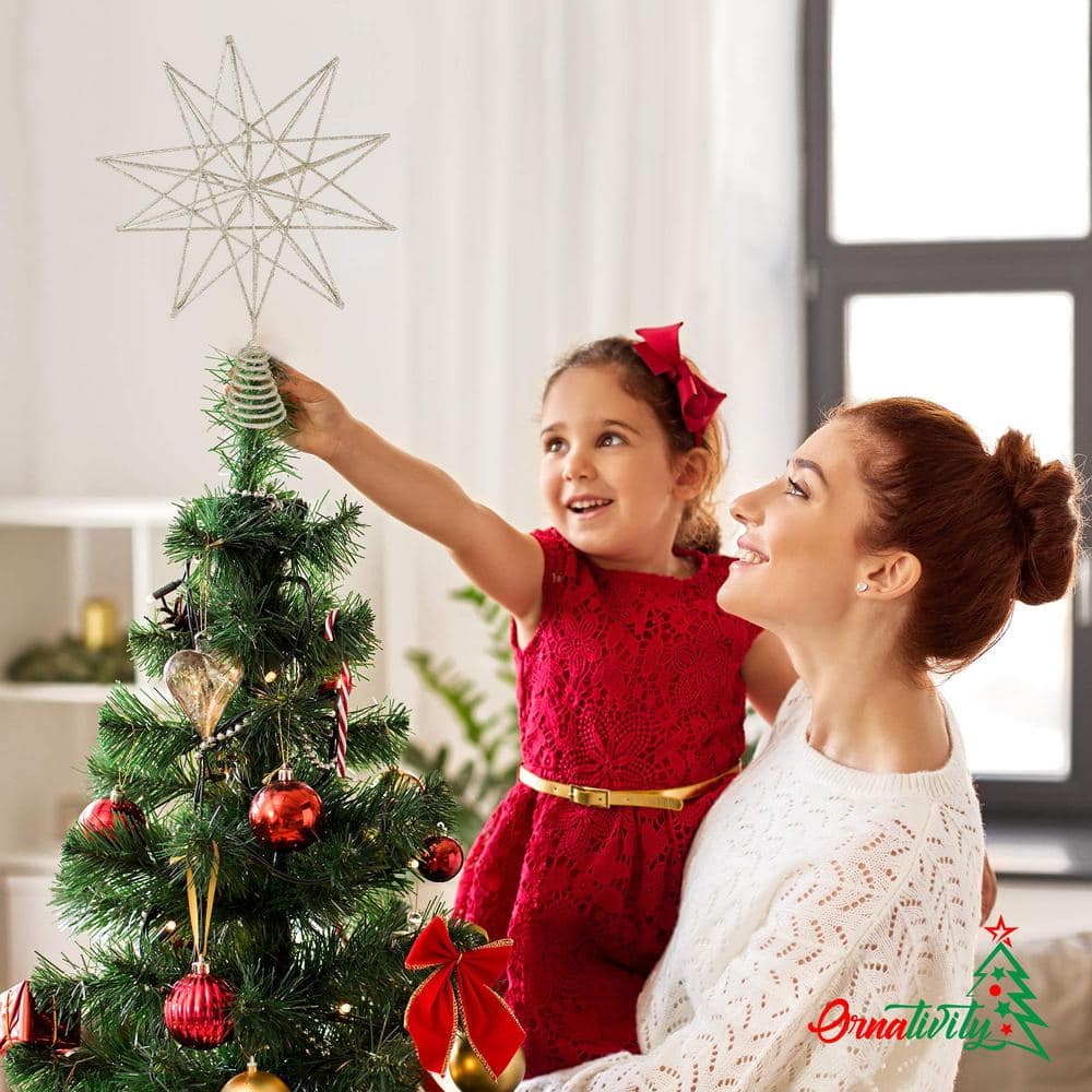 Gold Glitter 3D Metal Star Christmas Tree Topper