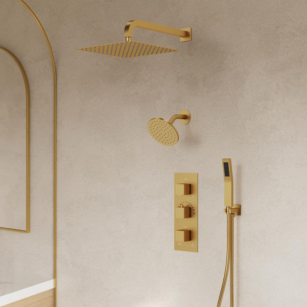 EVERSTEIN 5-Spray Square 12 in. Rain Wall Mount Shower System with