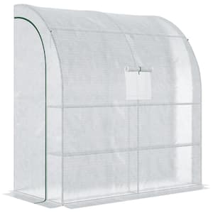 3 ft. W x 7 ft. D x 7 ft. H Steel White Walk-In Greenhouse with Roll-up Windows and PE Cover