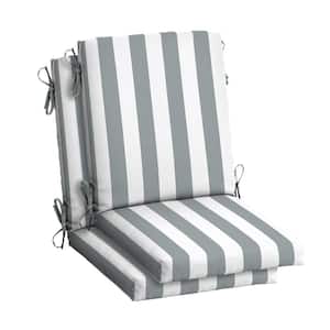20 in. x 20 in. Stone Grey Cabana Stripe High Back Outdoor Dining Chair Cushion (2-Pack)
