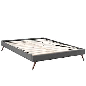 Loryn Gray Fabric Queen Bed Frame with Round Splayed Legs