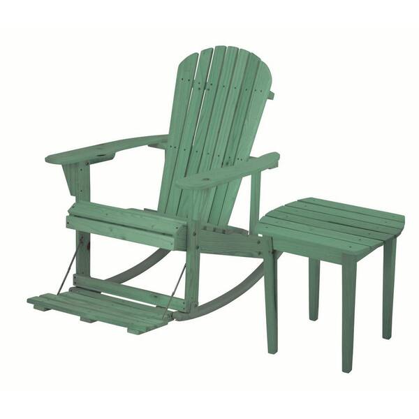 W Unlimited Zero Gravity Sea Green 2-Piece Wood Adirondack Rocking Chair Bistro Set