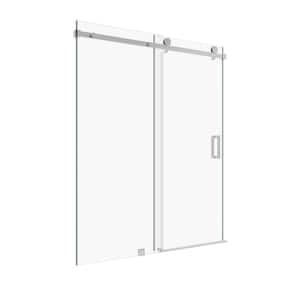 Serenity 66 in. W x 76 in. H Single Sliding Frameless Shower Door in Chrome with 3/8 in. Clear Glass