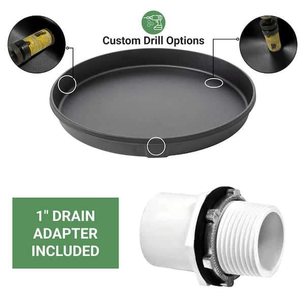 24 x 24” x 2 Square Water Heater Drain Pan with 1 Adapter