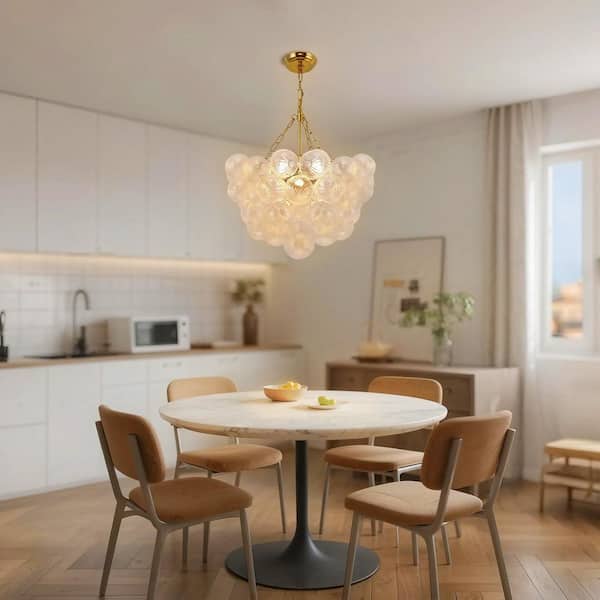 Bubble chandelier ゴールド LED対応 YANSUN 1-Light Gold Bubble Ball Glass Integrated LED Chandelier