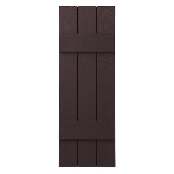 Ply Gem 11 in. x 31 in. Polypropylene Plastic 3-Board Closed Board and Batten Shutters Pair in Winestone