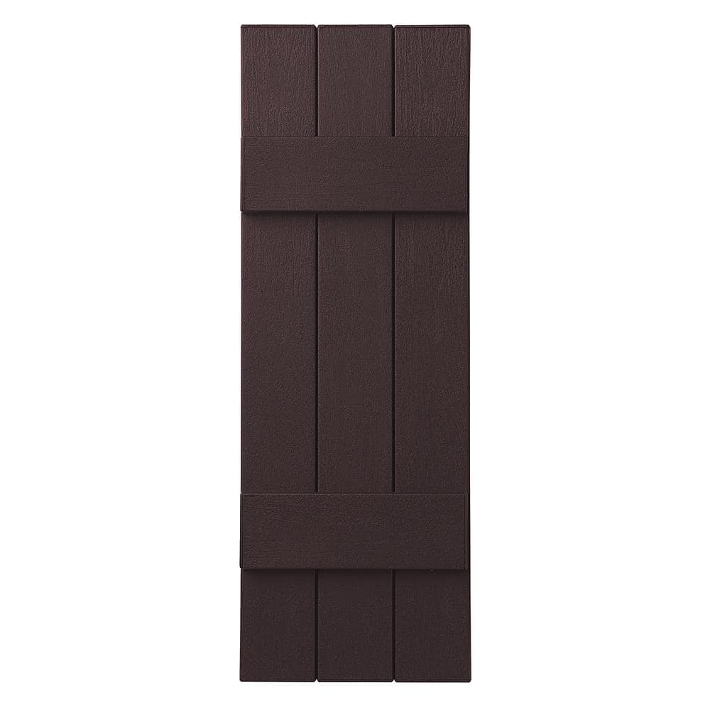 11 in. x 43 in. Polypropylene Plastic 3-Board Closed Board and Batten Shutters Pair in Winestone
