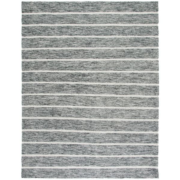 SAFAVIEH Vermont Black/Ivory 9 ft. x 12 ft. Striped Area Rug