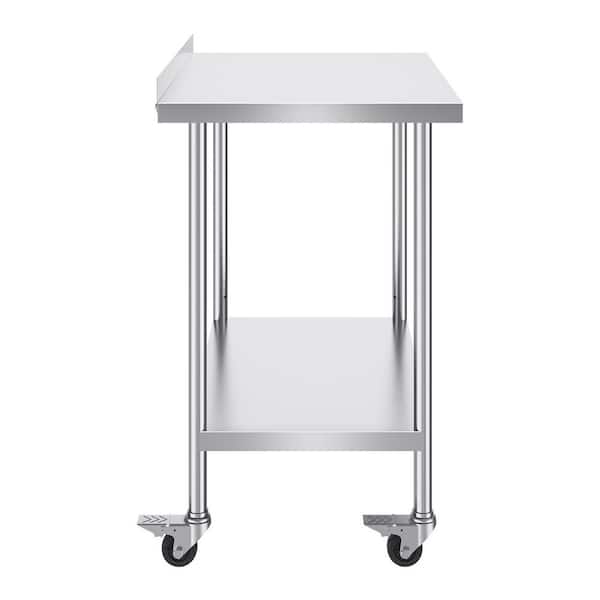 SKYSHALO Stainless Steel Work Table, 24 x 36 x 40 In.Silver Kitchen Prep Table Commercial Food Prep Worktable with Casters