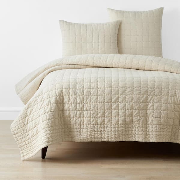 The Company Store Legends Hotel Box Stitch Linen Geometric Twin Cotton Quilt