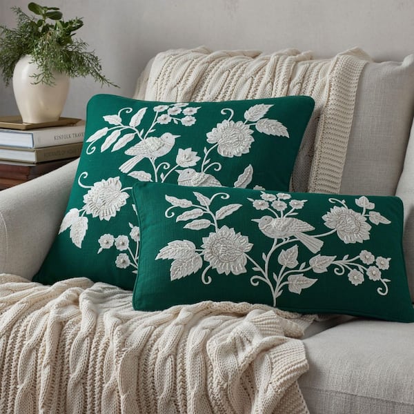 Legends Luxury Holiday Bird Green 20 in. L x 21 in. W Throw Pillow Cover