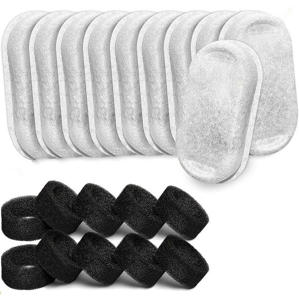 Cat Water Fountain Replacement Filters 20 Pack with Sponges for 108oz/3. 2L and 67oz/2L Stainless Steel Pet Fountains