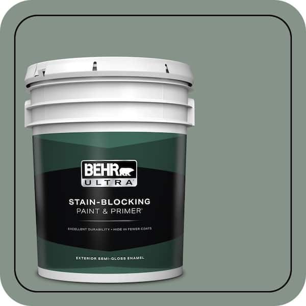 BEHR ULTRA 5 gal. #460F-4 Wethersfield Moss Semi-Gloss Enamel Exterior Paint & Primer