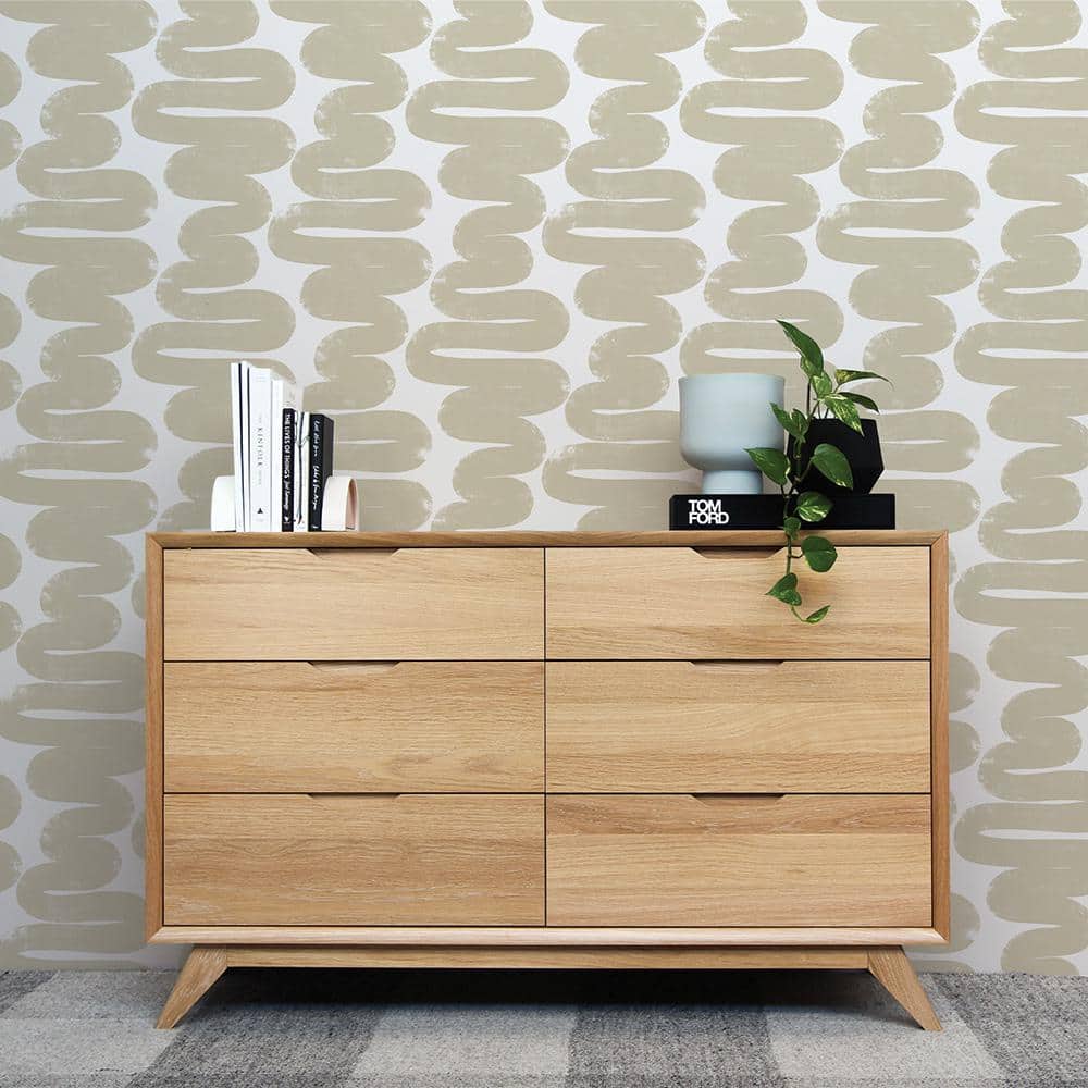 Beige and White Abstract Peel and Stick Wallpaper