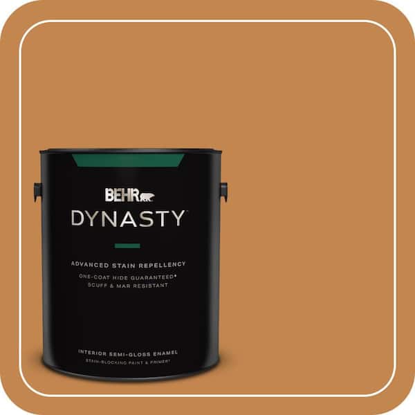 BEHR DYNASTY 1 gal. #PPU4-03 Butter Rum Semi-Gloss Enamel Interior Stain-Blocking Paint & Primer