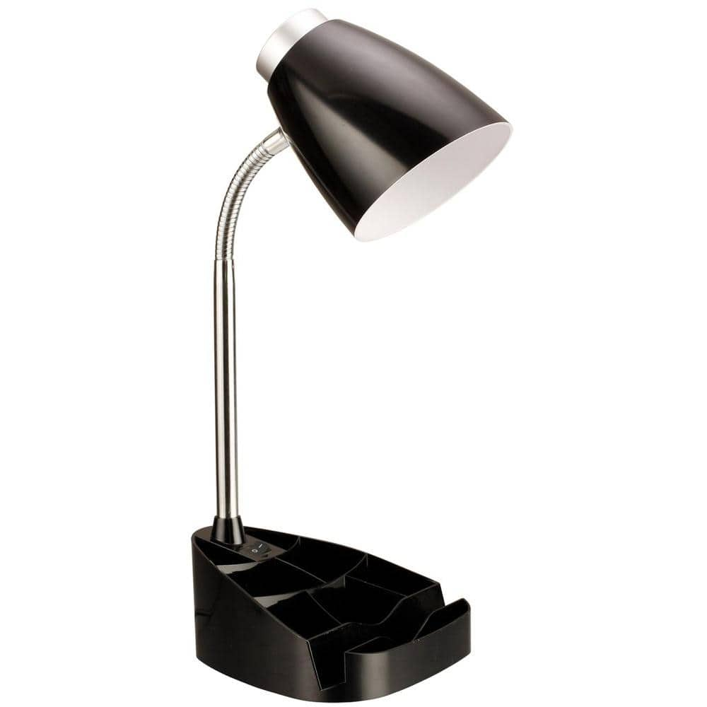 Limelights 18 5 In Gooseneck Organizer Desk Lamp With Ipad Tablet Stand Book Holder Black Ld1002 Blk The Home Depot