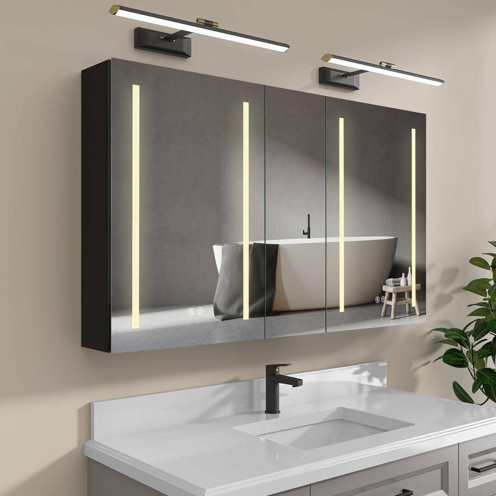 NTQ Zevra 50 in. W x 30 in. H LED Black Rectangular Tri-View