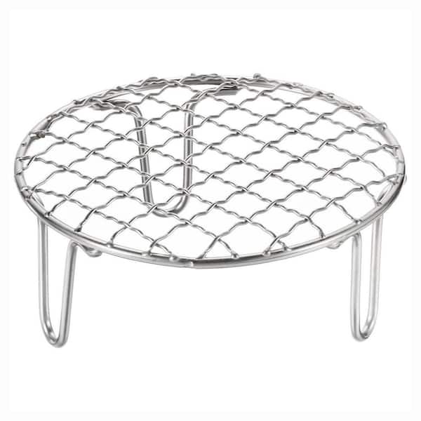 Stainless Steel Round Cooking Rack Silver Wire Grid Barbecue Grill Net with Raised 50mm Legs for Baking Steaming