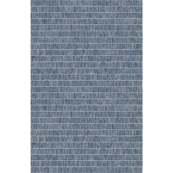 Seabrook Designs 60.75 sq. ft. Hosta Blue Grass Band Embossed Vinyl Unpasted Wallpaper Roll