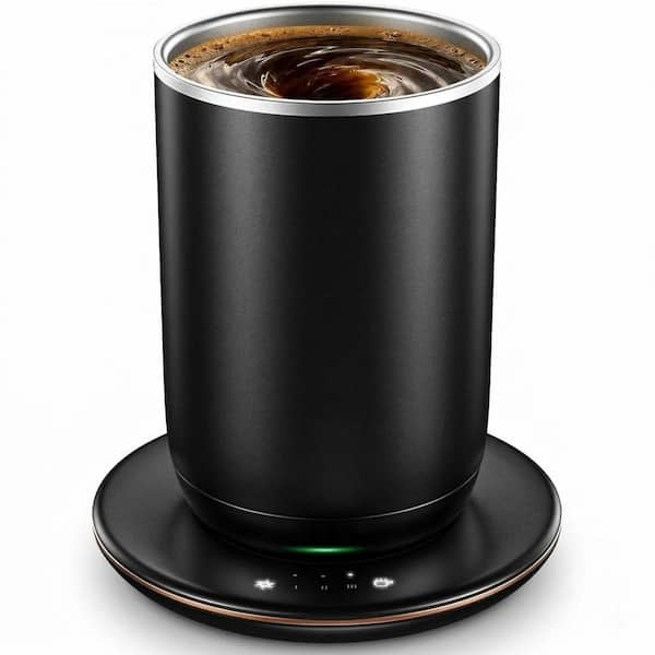 10 oz Black Stainless Steel Heated Coffee Mug Magnetic Self Stirring Cup 3 Temp Settings 8H Auto Shut Off 1 Piece