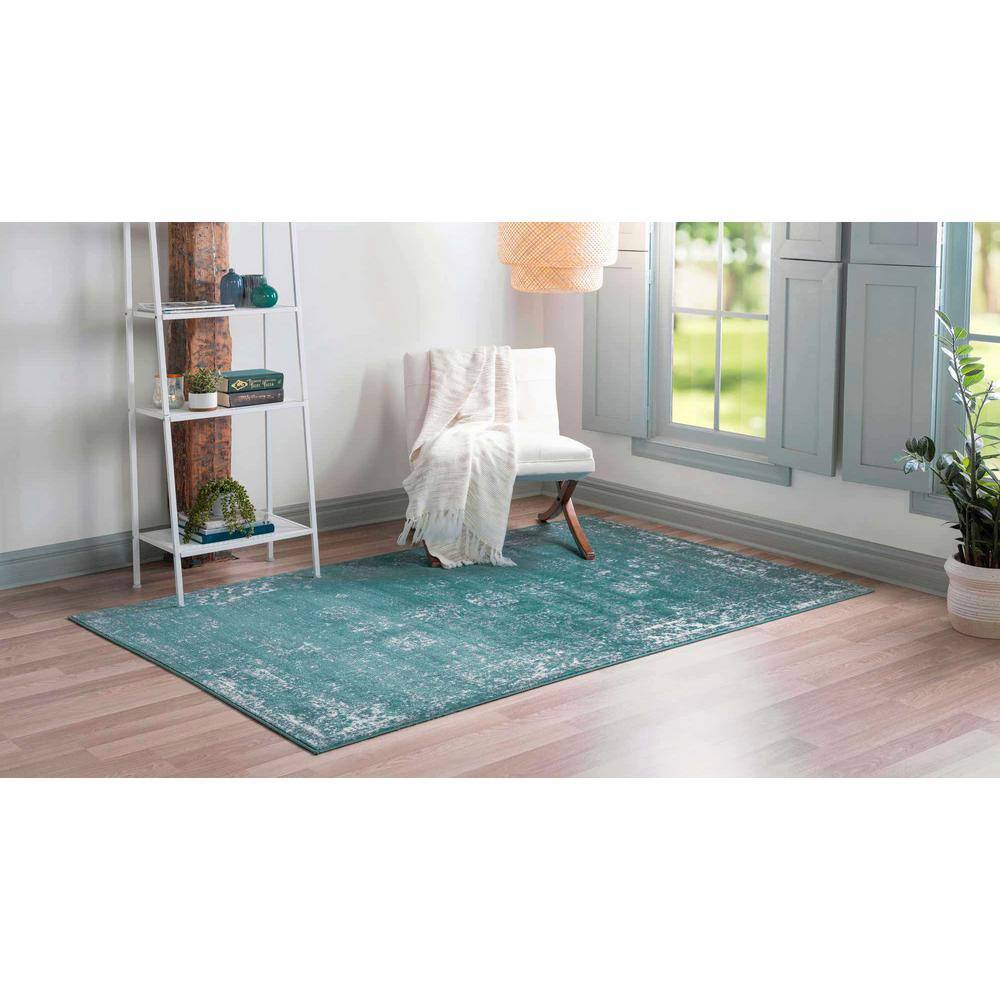 Turquoise Rectangular Stain-Resistant Polypropylene Area Rug 9' x 12'