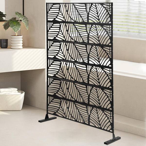 5.94 ft. x 3.72 ft. Black Hollow Outdoor Privacy Screens Freestanding Metal Privacy Fence Screen Decorative Room Divider
