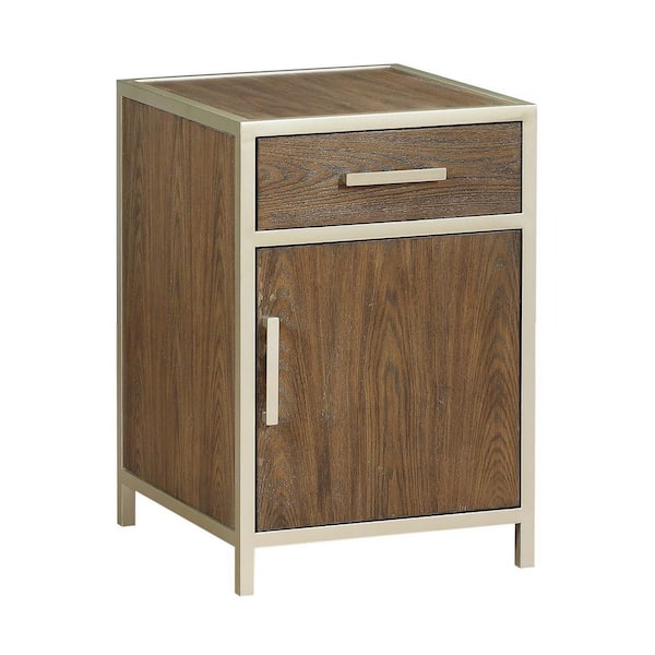 Coast to Coast Balboa Brown and Gold 1-Door 1-Drawer Chairside Cabinet