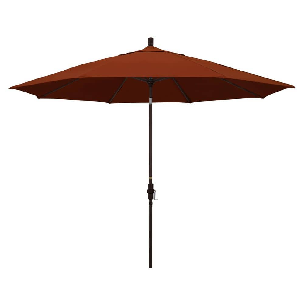 11 ft. Bronze Aluminum Market Patio Umbrella with Aluminum Ribs Collar Tilt Crank Lift in Brick Pacifica price history on PriceWatchPro