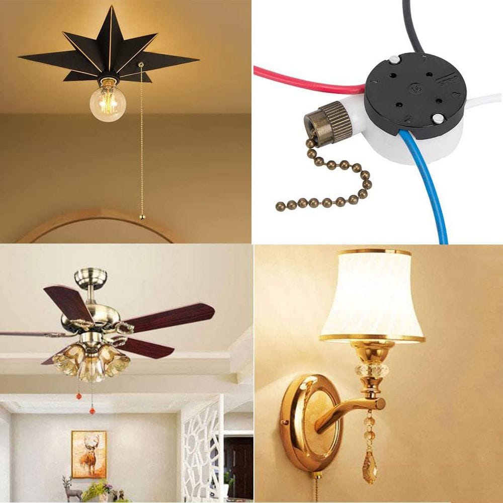 Ceiling Fan Pull Chain Switch 3 Speed 4 Wire with Black Chain Replacement Part for Light and Fan Control price history on PriceWatchPro