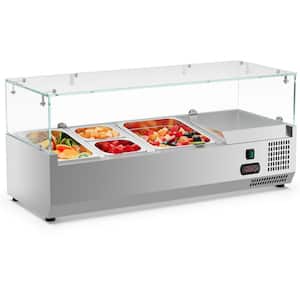 0.94 cu. ft. Refrigerated Condiment Prep Station in Stainless Steel, Sandwich Prep Table, Auto Defrost, Salad Bar