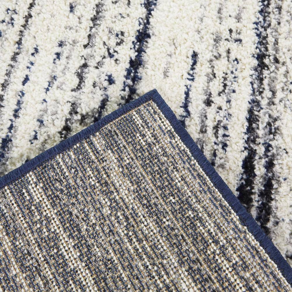 Navy Blue and White Abstract Rectangular Synthetic Area Rug