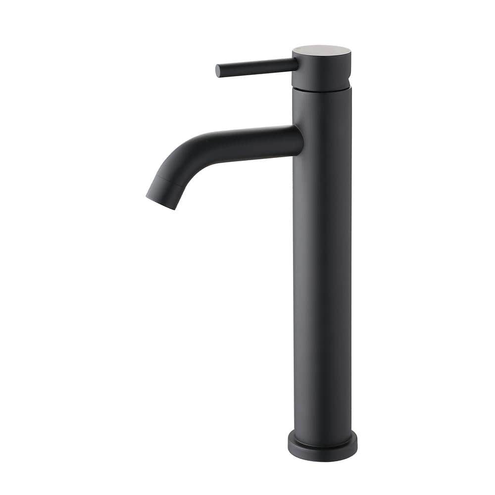 Single Handle Single-Hole Bathroom Vessel Sink Faucet in Matte Black