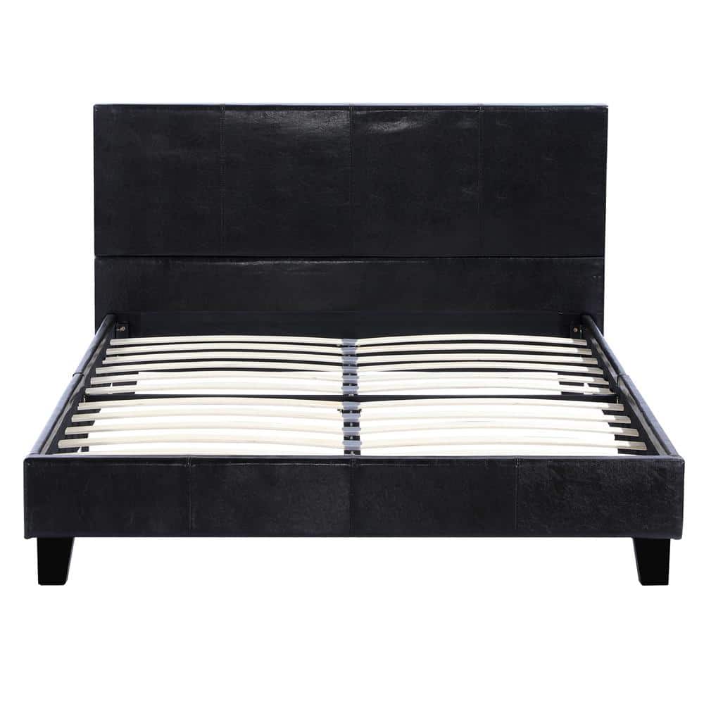Reviews for Outopee Modern PU and Iron Bed Frame Black Twin Wood