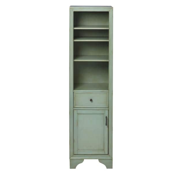 Home Decorators Collection Hazelton 18 in. W x 15 in. D x 67-1/2 in. H Bathroom Linen Cabinet in Antique Green