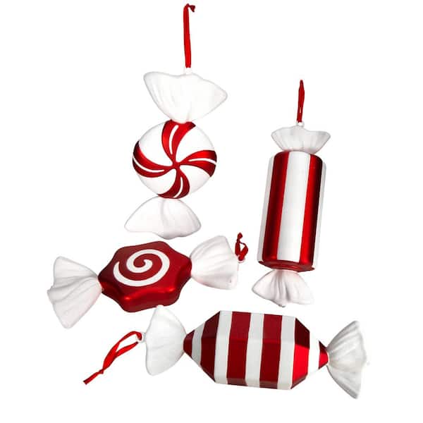 Nearly Natural 12 in. Shatterproof Jumbo Assorted Candy Holiday Christmas Deluxe Ornament Set (4-Pack)