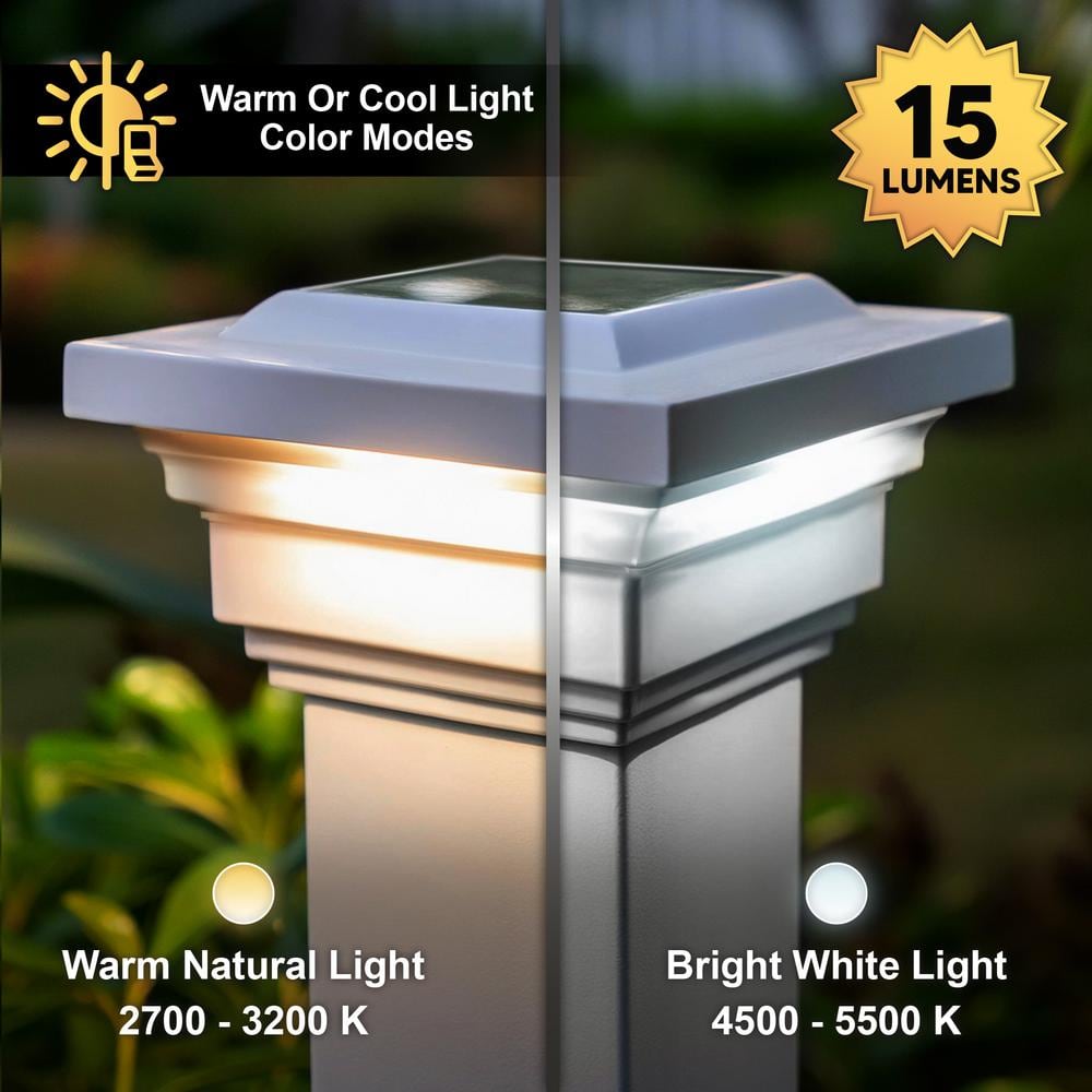 White PVC Solar LED Post Cap Multipack for Outdoor Lighting