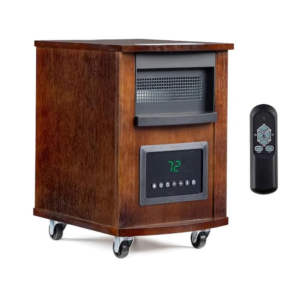 1500-Watt Indoor Electric Quartz Space Heater with Wheels in Brown